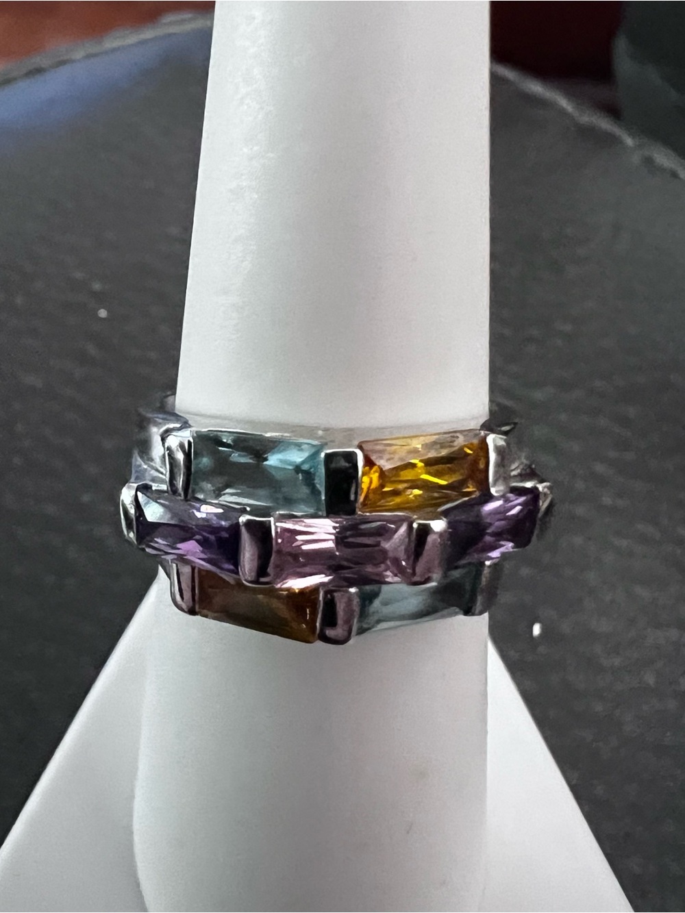 Multicolor Gemstone-Link Fashion Ring in Silver-Tone made my EDCO